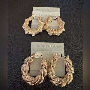 Vintage 80’s New Old Stock Hoop Earrings set w/14k GF Pincatch JB9 3